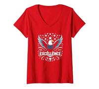 Celebrazione Dell'eccellenza di Stella Spangled Maglietta con Collo a V, Donna, Rosso, XL