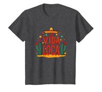 Celebrazione Messicana del Cactus La Vida Loca Fiesta Sombrero Maglietta, Bambini, Grigio Scuro, 10 Anni