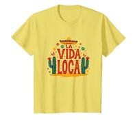 Celebrazione Messicana del Cactus La Vida Loca Fiesta Sombrero Maglietta, Bambini, Limone, 3 Anni