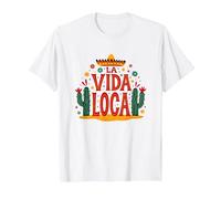 Celebrazione Messicana del Cactus La Vida Loca Fiesta Sombrero Maglietta, Uomo, Bianco, M