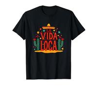 Celebrazione Messicana del Cactus La Vida Loca Fiesta Sombrero Maglietta, Uomo, Nero, 4XL
