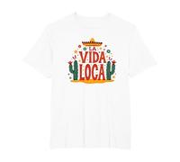 Celebrazione Messicana del Cactus La Vida Loca Fiesta Sombrero Maglietta, Uomo Taglie Grandi, Bianco, 2X Tall
