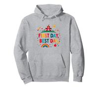 Celebrazione Scolastica del Primo Giorno per i Bambini Felpa con Cappuccio, Unisex per Adulti, Grigio Melange, XL