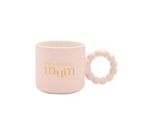 Celebrazioni Confetti 'Mum' Compleanno/Milestone Mug/Festa della Mamma - Tazza in ceramica rosa con design "Wonderful Mum" e manico unico - Regalo per lui o lei - 330 ml / 11 oz.