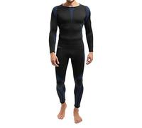 celedoro - Set di biancheria termica, funzionale e da sci da uomo - maglia e pantalone - senza cuciture fastidiose - nero/blu - taglia S/M