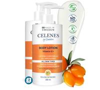 Celenes by Sweden Crema Corpo Olivello Spinoso e Vitamina C 200 ml (Confezione da 2) - Idratazione Intensiva - Per Pelle Grassa e Mista - Senza Parabeni, Alcol, Olio Minerale