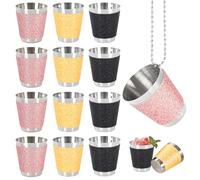 Celepoir 12 Pezzi Bicchieri da Shot in Acciaio Inox, 30ml Bicchieri da Vino con Catene, Oro Rosa Nero Tazze da Liquore, Tazze da Shot in Metallo per Carnevali, Matrimoni & Addii al Celibato