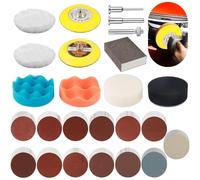 Celepoir 142 Pezzi Kit Rinnova Fari Auto, con Dischi Abrasivi 75mm, Spugne per Lucidatura & Carta Abrasiva Rotonda (Grana 40-5000#), Kit Fari Lucidatura, per Brunire Metallo, Legno, Vetro & Auto