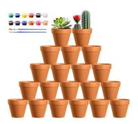 Celepoir 20 Pezzi Vasi Terracotta per Succulente, Vasetti per Piantine Terracotta con Colori & pennelli, Vasi in Terra Cotta con Foro di Drenaggio, Vaso in Terra Cotta 5,5x5 cm, per Succulente, Cactu