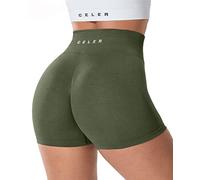 Celer Pantaloncini Scrunch da Allenamento da Donna Senza Cuciture, Pantaloncini Corti al Sedere, da Palestra, a Vita Alta, per Yoga, Atletica, 01 Verde Militare., M