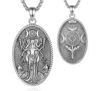 CELESITA Collana Donna Ecate, Argento 925 Ciondolo con Catena Regolabile in Acciaio Inox 61 cm -Gioielli Wicca Pagano, Regalo per Donne Compleanno, Halloween