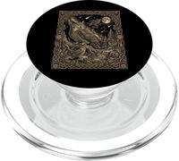 Celeste Grande Gufo Cornuto Xilografia Totem Foresta Chiaro di Luna PopSockets PopGrip per MagSafe