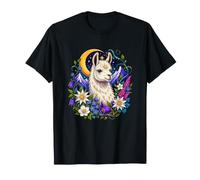 Celeste Llama Luna Fase Fiori Alpine Maglietta