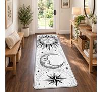 Celeste Sole e Luna Design Bohemian Runner Tappeto 2x5 | Motivo celeste, tappeto runner per corridoio, decorazione per la casa bohémien, estetica mistica, linea artistica dettagliata