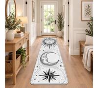 Celeste Sole e Luna Design Bohemian Runner Tappeto 2x8 | Motivo celeste, tappeto runner per corridoio, decorazione per la casa bohémien, estetica mistica, linea artistica dettagliata
