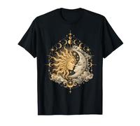 Celeste Sole Luna Boho Mistico Astrologia Fase Lunare Maglietta