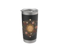 Celeste Sole Luna Fase Mandala Boho Floreale Arte Mistica Bicchiere termico in acciaio inox doppia parete