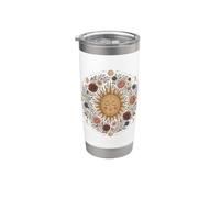 Celeste Sole Luna Fase Mandala Boho Floreale Arte Mistica Bicchiere termico in acciaio inox doppia parete
