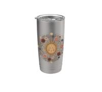 Celeste Sole Luna Fase Mandala Boho Floreale Arte Mistica Bicchiere termico in acciaio inox doppia parete