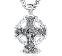 CELESTIA Ciondolo San Michele Arcangelo Collana di San Michele Arcangelo con Croce Argento 925 Crocifisso Collana Uomo Gioielli Cattolico Cristiano Regalos Papa Marito Festa del Papà