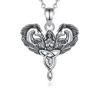 CELESTIA Collana Cavallo Donna Argento Sterling 925 Ciondolo con Nodo Celtico della Dea Epona e Catena Acciaio, Idee Regalo per Chi Ama i Cavalli, Amanti Equitazione, Gioielli Celtici