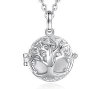 CELESTIA Collana Chiama Angeli Gravidanza per Donna Incinta- Medaglione Albero Della Vita Placcato Argento, Regalo per la Futura Mamma, Due Catene 76 e 114 Cm Lunga