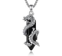 CELESTIA Collana con ciondolo in cristallo con labradorite/ametista in pietra naturale, ossidiana nera e catena in acciaio inossidabile, gioielli regalo originale da donna da uomo 60 cm, Cristallo