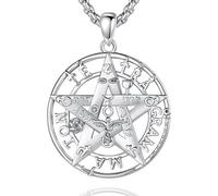 CELESTIA Collana con Ciondolo Pentacolo Argento 925 Donna Uomo Tetragrammaton Amuleti e Talismani Protezione Gioielli Wicca con Catena 61cm