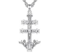 CELESTIA Collana Croce Uomo Donna Ciondolo Croce di Caravaca Argento 925 Collana Crocifisso con Catena Acciaio Inossidabile Gioielli Regalo per Pasqua, Natale, Festa del Papà