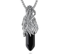 CELESTIA Collana di Santa Morte con ossidiana nera per uomini e donne, ciondolo a forma di teschio di Santa Morte, stile gotico, collana protettiva, amuleto, talismano, regalo per donne e uomini