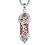 CELESTIA Collana Donna con Ciondolo Fenice e Pietra Rossa Placcato Argento Gioielli Regali Compleanno Donna, Regalo Amica, Natale per Lei