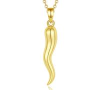 CELESTIA Collana Donna Corno Portafortuna, Ciondolo Cornicello Napoletano Portafortuna Argento 925 Placcato Oro con Catena, Regalo per Mamma, Figlia, Moglie, Nonna