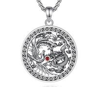 CELESTIA Collana Drago Uomo e Donna Dargon e Fenice Ciondolo Yin Yang Collana Argento Sterling 925 Gioielli Ying e Yang Regali Mamma e Papà Regalo Coppia Lui e Lei