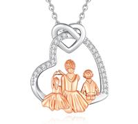 CELESTIA Collana Mamma Figlia e Figlio Argento 925 Ciondolo Cuore Donna Amore Regalo Mamma Idee Festa della Mamma Ti Voglio Bene Regalo a Mia Moglie Regali Nonna