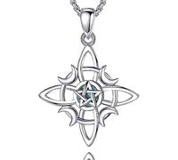 CELESTIA Collana Pentacolo con Luna e Stella Ciondolo Nodo Celtico Donna Argento 925 Wicca Streghe Gioielli Stregoneria Esoterica Regalo Donna Amuleto Portafortuna per Lei