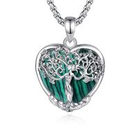 CELESTIA Donna Collana Albero della Vita, Ciondolo Cuore Malachite Placcato Argento, Gioielli Moda, Regali per la Mamma, Moglie, Figlia, Compleanno, Festa della Mamma, Natale
