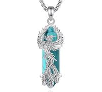 CELESTIA Donna Collana Turchese Ciondolo Fenice Phoenix Placcato Argento con Pietre Semipreziose Bigiotteria Regalo Mamma Idea Regalo Donne 20~50 Anni