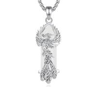 CELESTIA Fenice Collana Donna Ciondolo Uccello Phoenix Placcato Argento con Cristallo di Quarzo Bianco Pietre Semipreziose Gioielli Idea Regalo Donne Regalo Donna Compleanno