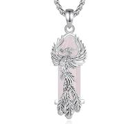 CELESTIA Fenice Collana Donna Ciondolo Uccello Phoenix Placcato Argento con Cristallo Quarzo Rosa Pietre Gioielli Porta Fortuna Regalo Donna Festa della Nonna