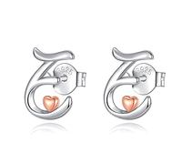 CELESTIA Orecchini con Iniziale Donna Piccoli Orecchini Punto Lucea Argento Sterling 925 Idee Regalo Originali per Amica