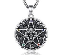 CELESTIA Ruota di Ecate Ciondolo Pentacolo di Protezione Argento 925 Collana Donna Pentagramma con Zirconi Colorati, Occulto, Wicca, Mistico, Stregati Regali Donne, Halloween