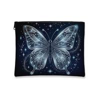Celestial Butterfly Makeup Bag, elegante notte cielo cosmetico sacchetto di viaggio per le donne, portatile tela cerniera organizzatore, nero, 7x9 Inch, farfalla