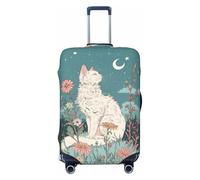 Celestial Cat and Flowers Travel Luggage Covers - Copertura elastica per valigie, 45-81 cm, Nero , L