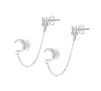 Celestial Crescent Moon Stars Doppio Orecchio Forato Cartilagineo Lobo Dell'Orecchio Helix Catena E Palla Orecchini Per Le Donne Corpo Piercing .925 Sterling Argento