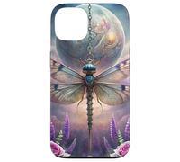 Celestial Dragonfly Moon Fantasy Garden Gothic Floral Look Custodia per iPhone 13