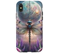 Celestial Dragonfly Moon Fantasy Garden Gothic Floral Look Custodia per iPhone X/XS