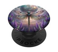 Celestial Dragonfly Moon Fantasy Garden Gothic Floral Look PopSockets PopGrip Adesivo