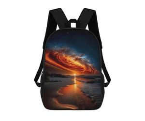 Celestial Firestorm at Sunset - Cosmic Galaxy Over Ocean Zaini Per Bambini Zaino Scolastico Borsa Scolastica Stampata in 3D Borsa Scolastica Per Ragazzi Studenti Delle Scuole Elementari E Medie 17inch