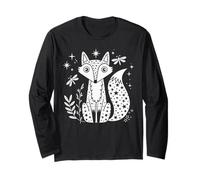 Celestial Fox Stars Night Dragonfly Nature Woodland Graphic Maglia a Manica