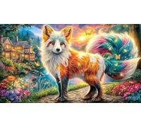 Celestial-Fox-with-Flame-Wings 1000 pezzi Puzzle Carta riciclata Sfida di gioco educativo Regalo divertente & Attività in casa per adulti e bambini 38x52/1000 pezzi
